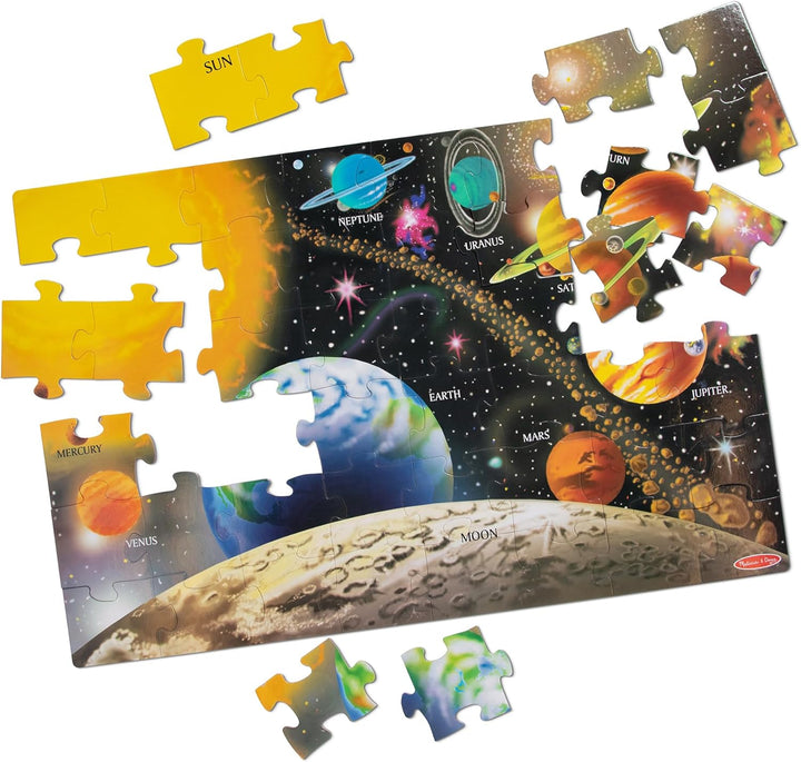 Melissa & Doug 10413 Sonnensystembodenpuzzles, leicht zu reinigende Oberfläche, fördert die Hand-Aug