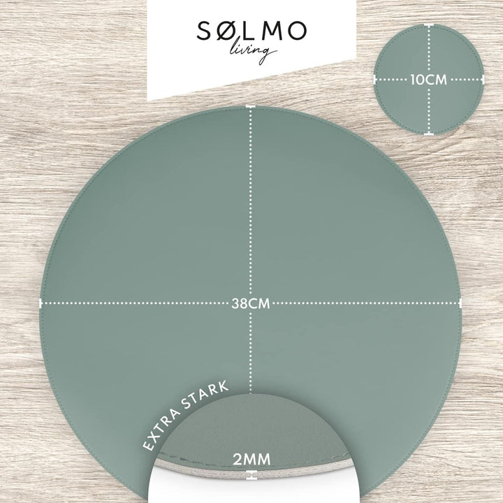 sølmo I Designer Tischset Rund aus PU-Leder - Grosse Farbauswahl - Abwischbar Hitzebeständig I Platz