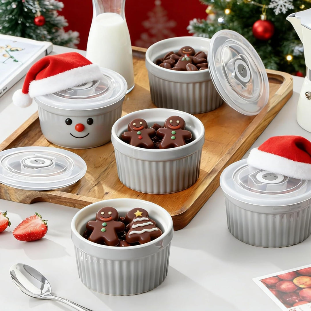 vancasso RAMEKINS 200ml Soufflé Förmchen Set von 6, Ø9,5cm Creme Brulee Schälchen Backofen sicher, P