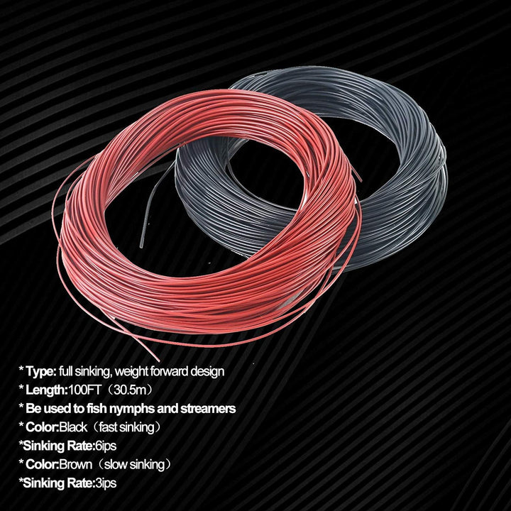 MAXIMUMCATCH Fliegenschnur Sinking Fliegenfischen Schnur 100ft Lange in 3/6 IPS 5S/6S/8S Schwarz, 6i