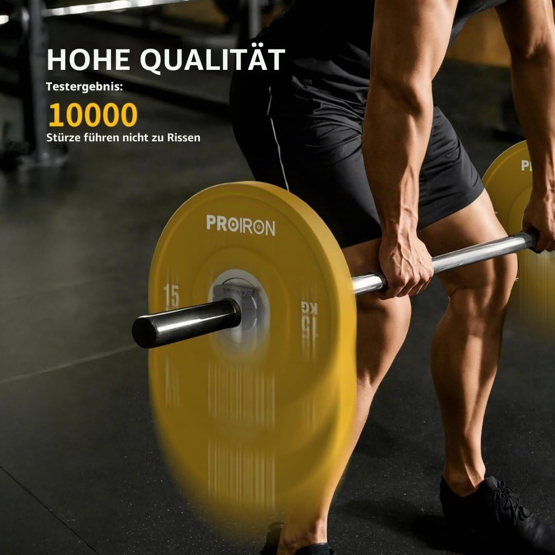 PROIRON Hantelscheiben, Olympic Bumper Plates 50mm, 5-25kg, Hartgummi, Hanteln Gewichtsscheiben nach
