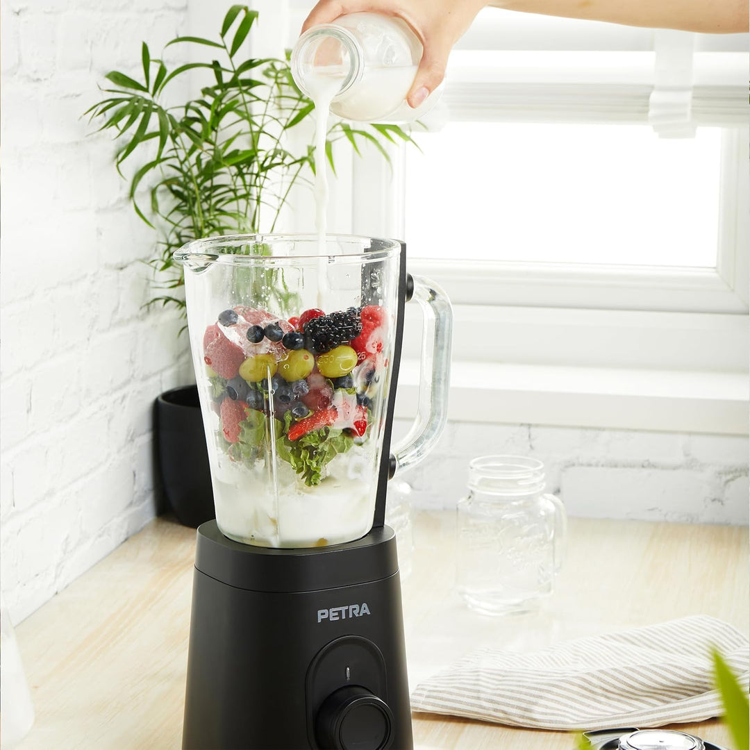 Petra Standmixer Glas 1,5L, Smoothie Maker & Mixer für Küche, Hochleistungsmixer mit Impulsfunktion,
