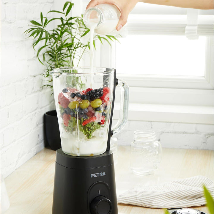 Petra Standmixer Glas 1,5L, Smoothie Maker & Mixer für Küche, Hochleistungsmixer mit Impulsfunktion,