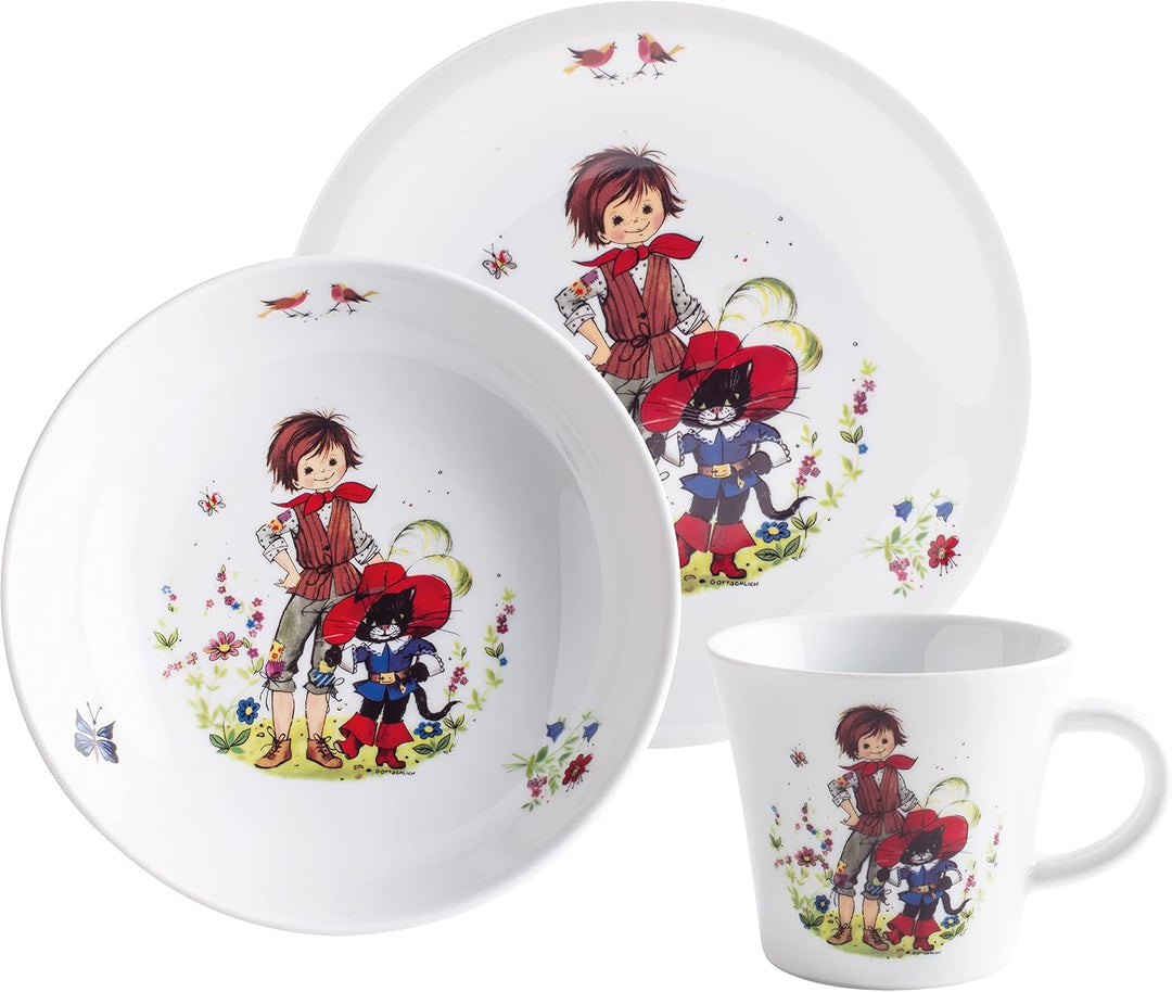 KAHLA 323460A50850C Kids Frühstücksteller 21,5 cm Gestiefelter Kater | Frühstücksteller mit Gestiefe