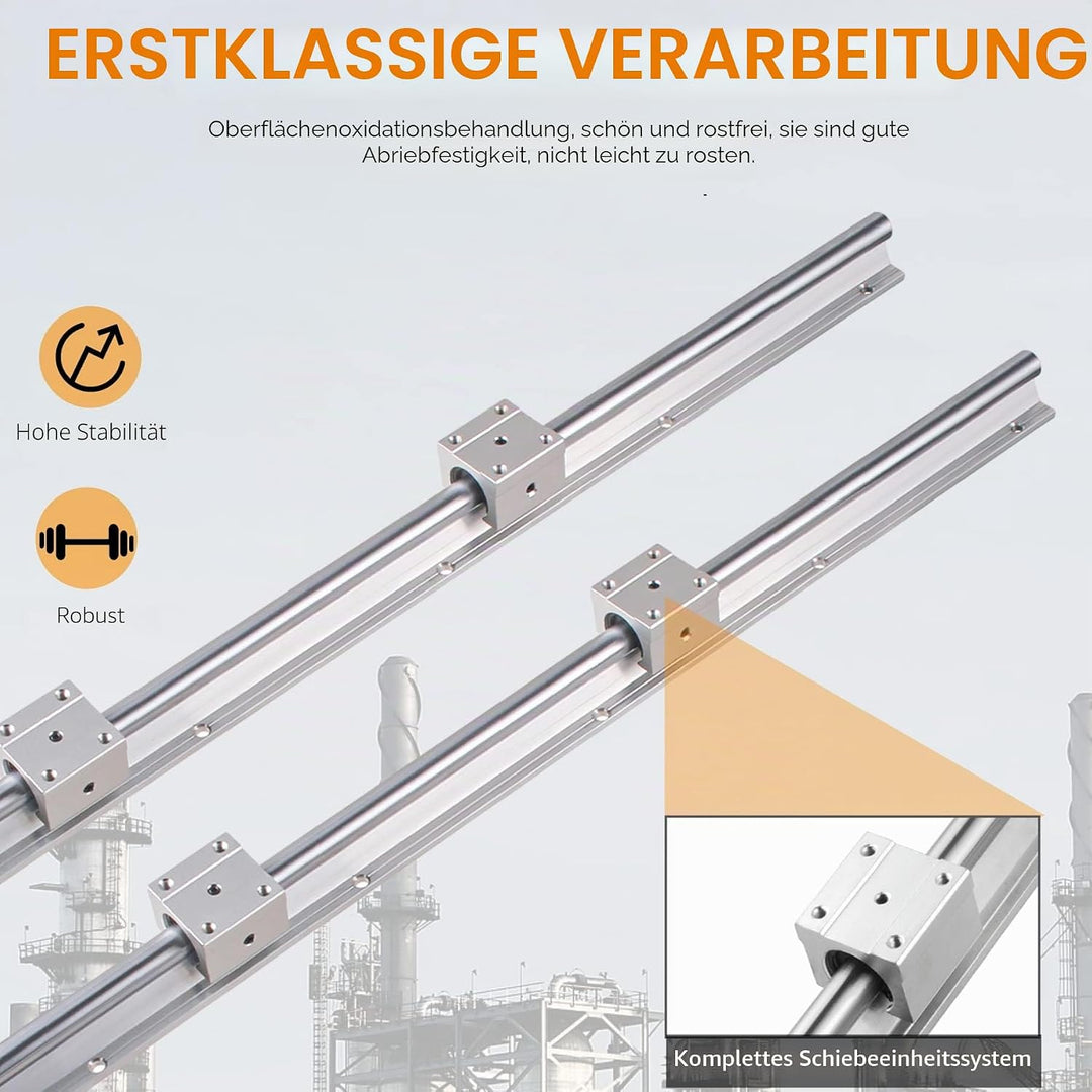 CNCYEAH 2 stücke Linear Schiene SBR16-500mm 16 MM Linearlager Schiene Gleitführung Welle + 4 Stücke
