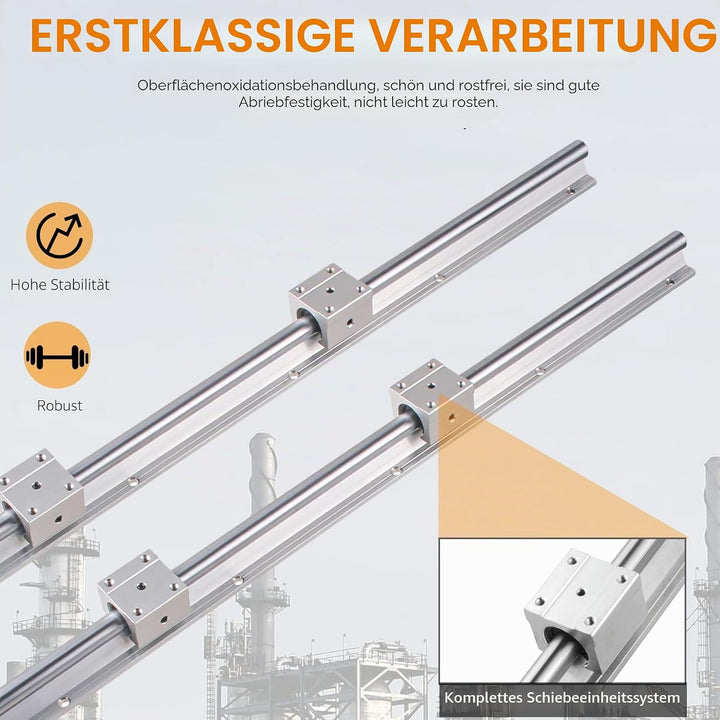 CNCYEAH 2 stücke Linear Schiene SBR16-500mm 16 MM Linearlager Schiene Gleitführung Welle + 4 Stücke