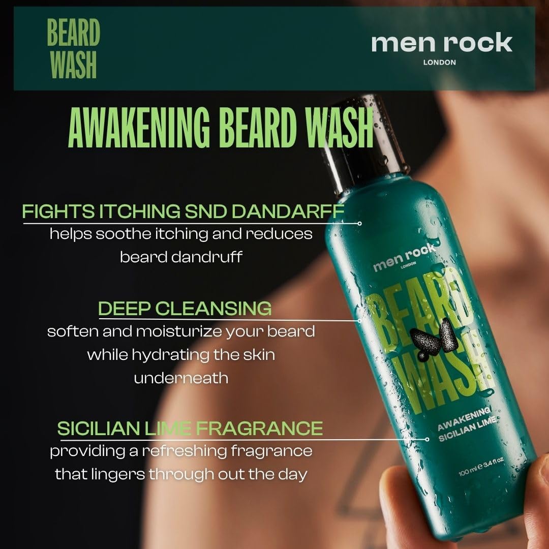 Men Rock Beardy Beloved Bartpflegeset Sicilian Lime, 3-tlg. - Enthält Waschung, Balsam, Öl für frisc
