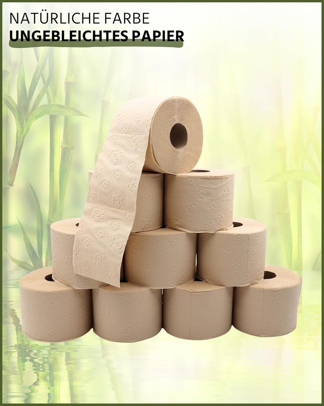 oecolife Toilettenpapier Box BAMBUS, 3-lagig, 27 Rollen á 250 Blatt, Grosspackung, superweich, plast
