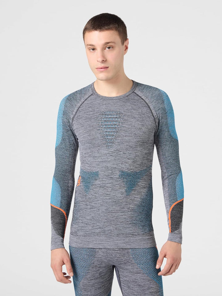 UYN Herren Ambityon Uw Unterhemd Herren Unterhemd, Black Melange/Atlantic/Orange Shiny