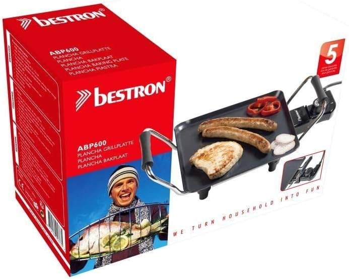 Bestron elektrischer Tischgrill, kleine Plancha-/Teppanyaki-Grillplatte mit Antihaftbeschichtung, Gr