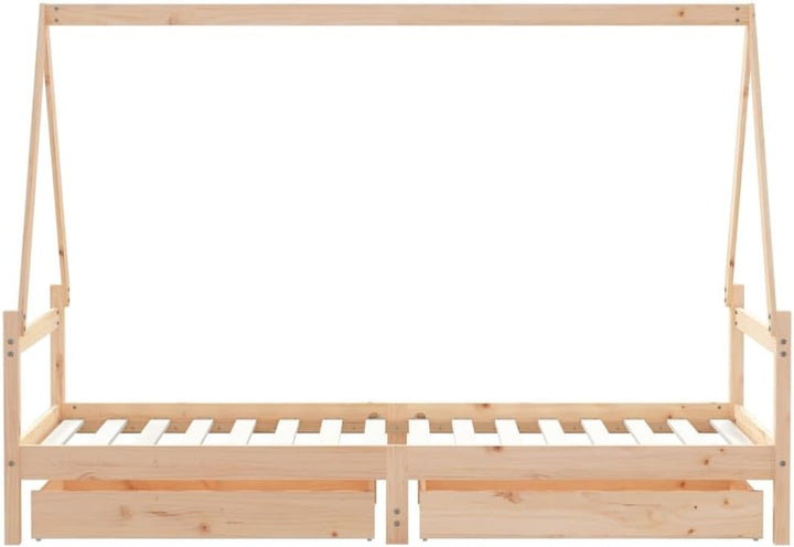 Festnight Hausbett 90x200 cm mit Schubladen ohne Matratze, Kinderbett mit Schubladen, Kinder Haus Be