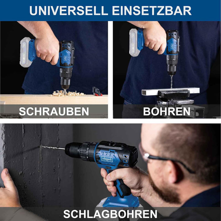 Scheppach Akku Schlagbohrschrauber BC-CD60-X | Drehmoment 60Nm | Schnellspannbohrfutter 1,5-13mm | D