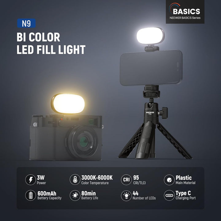 NEEWER BASICS Selfie Licht, Tragbares Handy Videolicht, 3W Clip on kleine LED Videoleuchte, Cold Sho