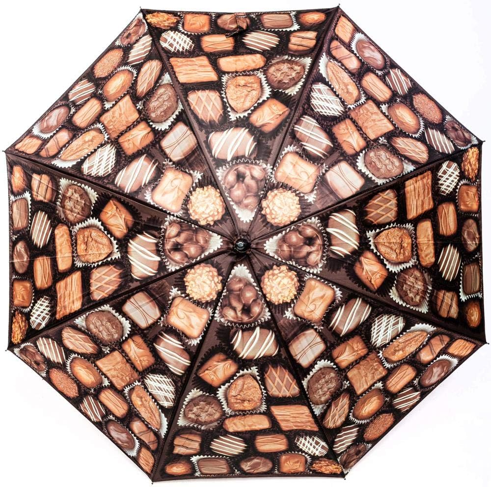 LUCKYWEATHER Regenschirm Stockschirm Damen/Herren Motiv Chocolates I Stockregenschirm gross und stab