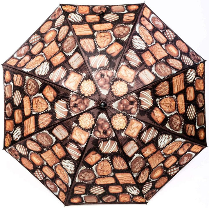 LUCKYWEATHER Regenschirm Stockschirm Damen/Herren Motiv Chocolates I Stockregenschirm gross und stab