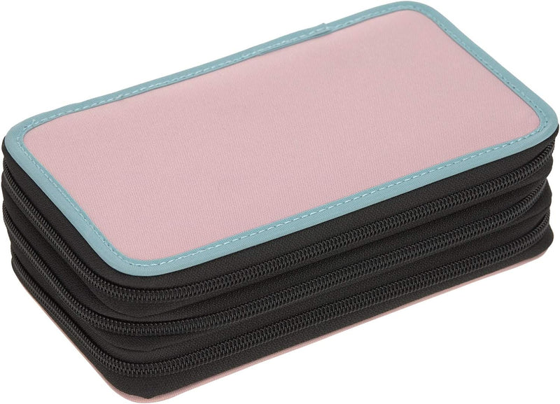 LÄSSIG Federmäppchen befüllt 20-teilig School Triple Pencil Case Unique Rose/Blue/Black