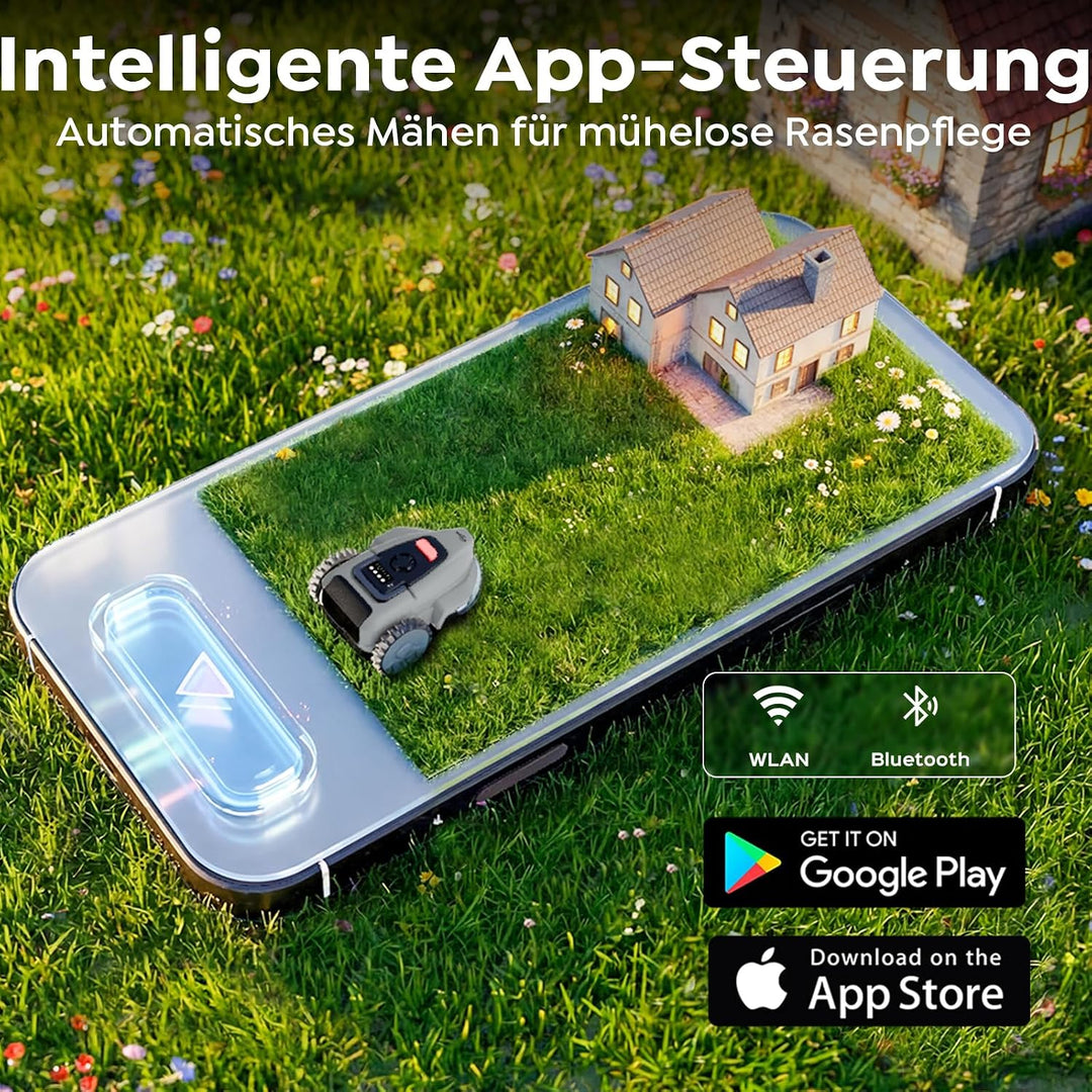 YARDCARE V3 Mähroboter ohne Begrenzungskabel, mit Vision-Navigation, 150+ Hinderniserkennung und App