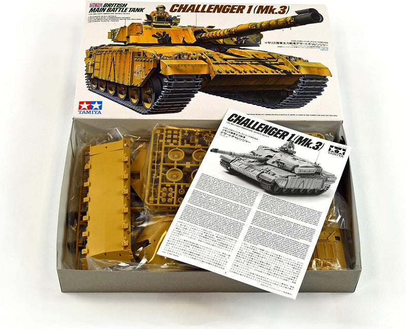 TAMIYA 300035154 300035154-1:35 Britische Kampfpanzer Challenger 1 Mk.III (2),originalgetreue Nachbi