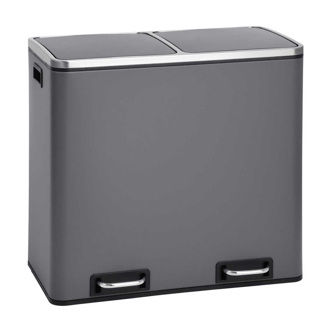 SVITA TM2X24 Treteimer 48 Liter Grau Abfalleimer Mülleimer Design Mülltrennung Papierkorb Küchen-Ord