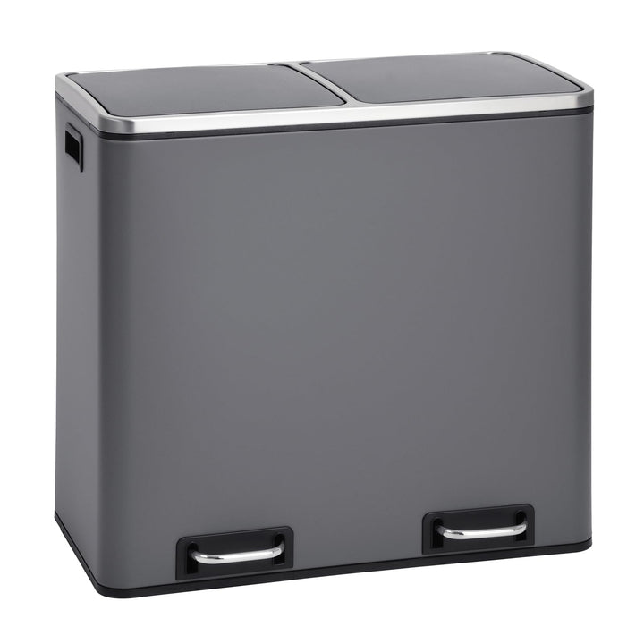 SVITA TM2X24 Treteimer 48 Liter Grau Abfalleimer Mülleimer Design Mülltrennung Papierkorb Küchen-Ord