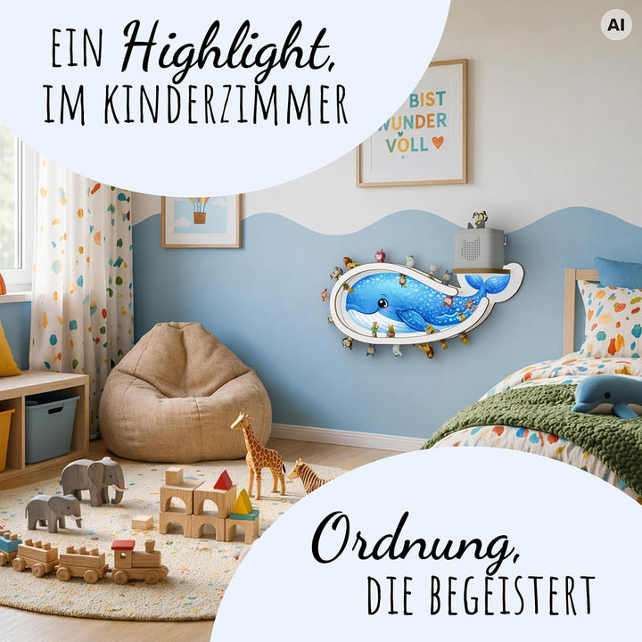 Holzura Wal Tonie Regal für Toniebox 2 – magnetisches Wandregal ohne Personalisierung für über 50 To