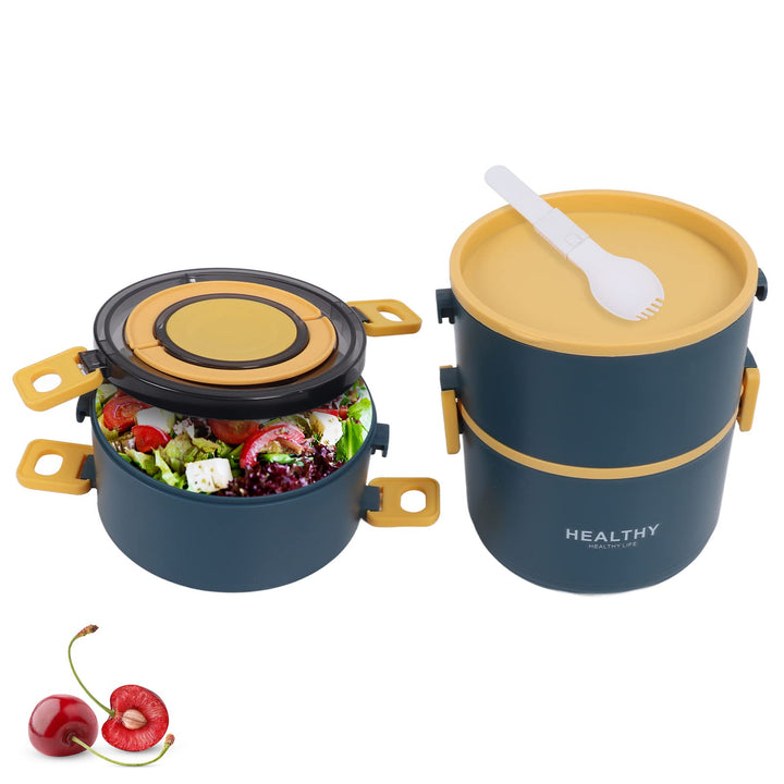 2200 ml Lunchbox aus Edelstahl Dreilagiges,Lunchbox mit unterteilung fächern, Silikondichtring und a