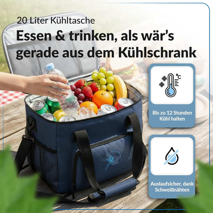 Obics Kühltasche klein 20L & Gross 30L, Kühlbox faltbar mit Flaschenöffner Lunchtasche Herren - lang