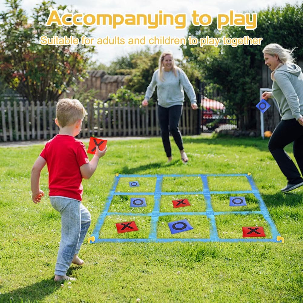 Riesiges Tic Tac Toe 1.2m Outdoor Spielset mit Sitzsäcken – Sackwerfen Spiel für Garten, Strand & Ca