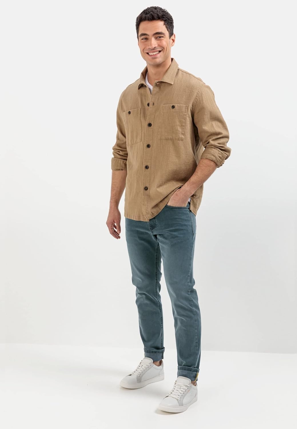 camel active Herren Overshirt aus einem Leinen-Baumwollmix S Braun, S Braun