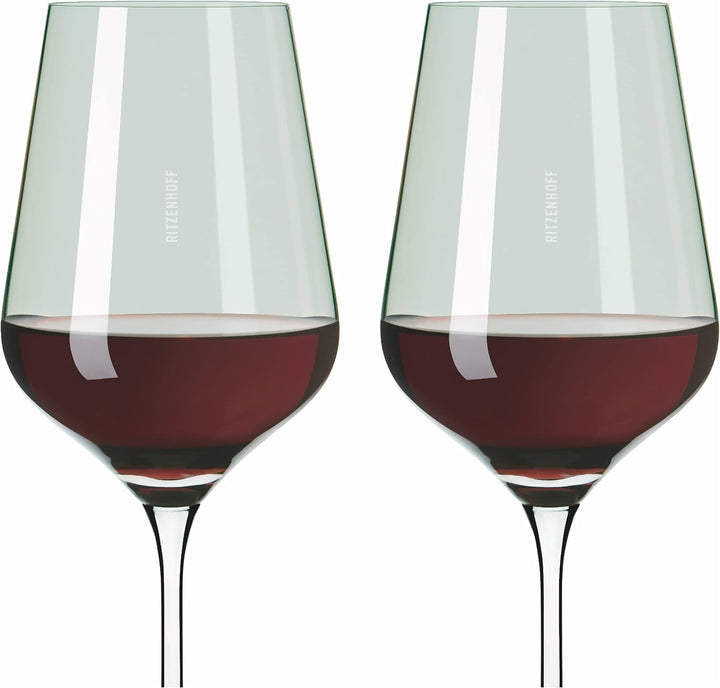 RITZENHOFF 3631004 Rotweinglas 500 ml – Serie Fjordlicht Nr. 4 – 2 Stück mit Farbverlauf Green – Mad