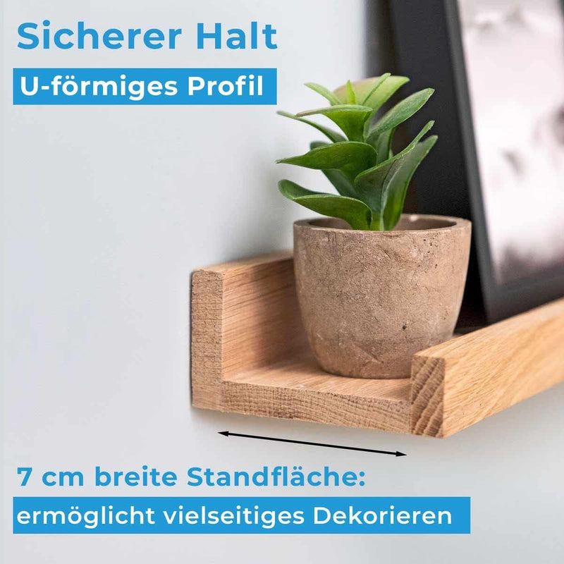 PHOTOLINI Wandregal stabiles MDF-Holz Weiss 70 cm, Schweberegal, 2er Set, modernes Design, Bilderlei