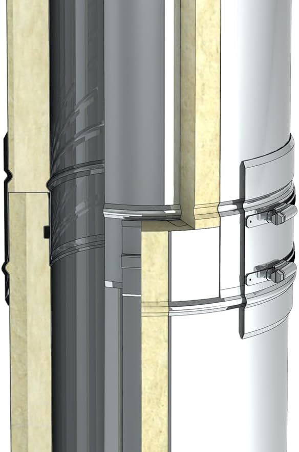 Jeremias DW-FU T-Anschluss 250 mm 87 Grad Edelstahl doppelwandig Abgassystem mit Revision gleiche Hö