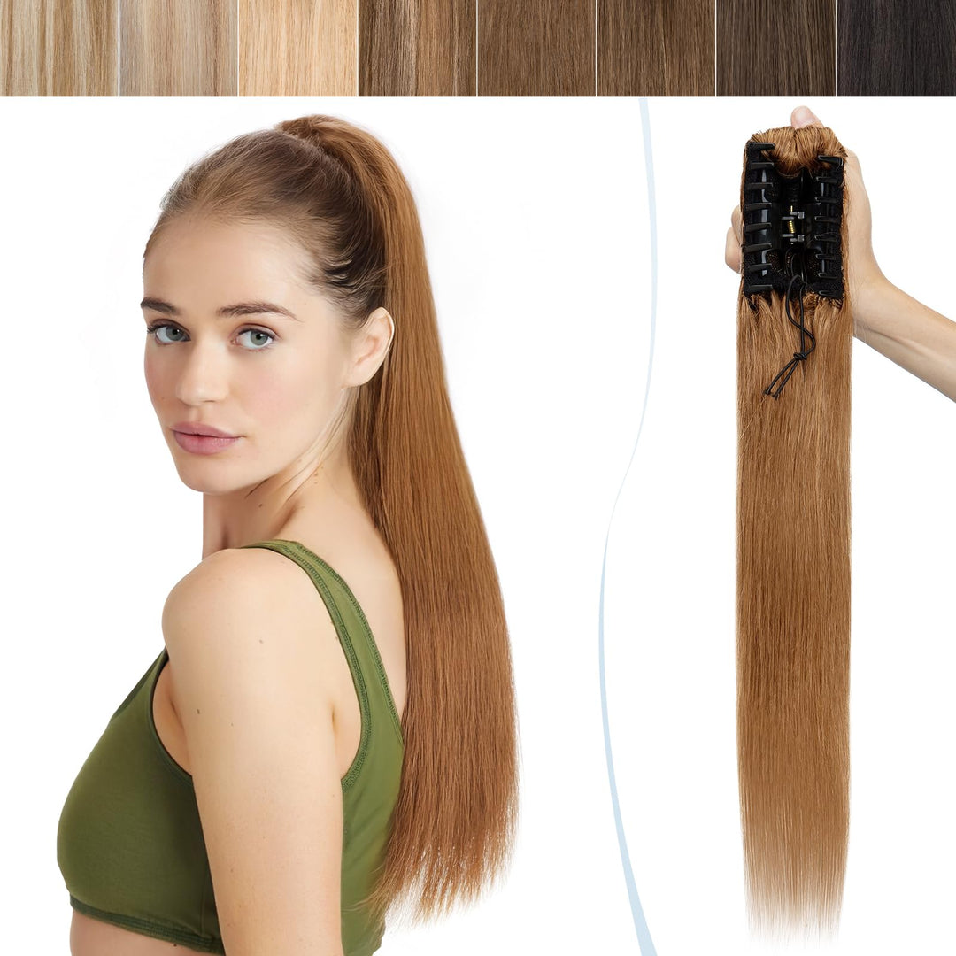 SEGO Ponytail Extension Echthaar Pferdeschwanz Zopf Clip in Haarteil Haarverlängerung 100% Remy Haar