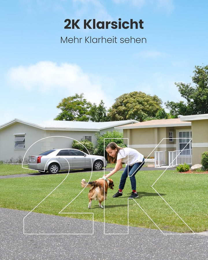 2PCS 2K Überwachungskamera Aussen Akku, WLAN Kabellose Überwachungskamera Aussen/Innen mit Farbige N