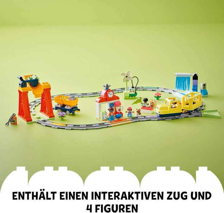 LEGO DUPLO Town Grosse interaktive Eisenbahn, Bauspielzeug für Kleinkinder ab 3 Jahren, Push & Go Lo