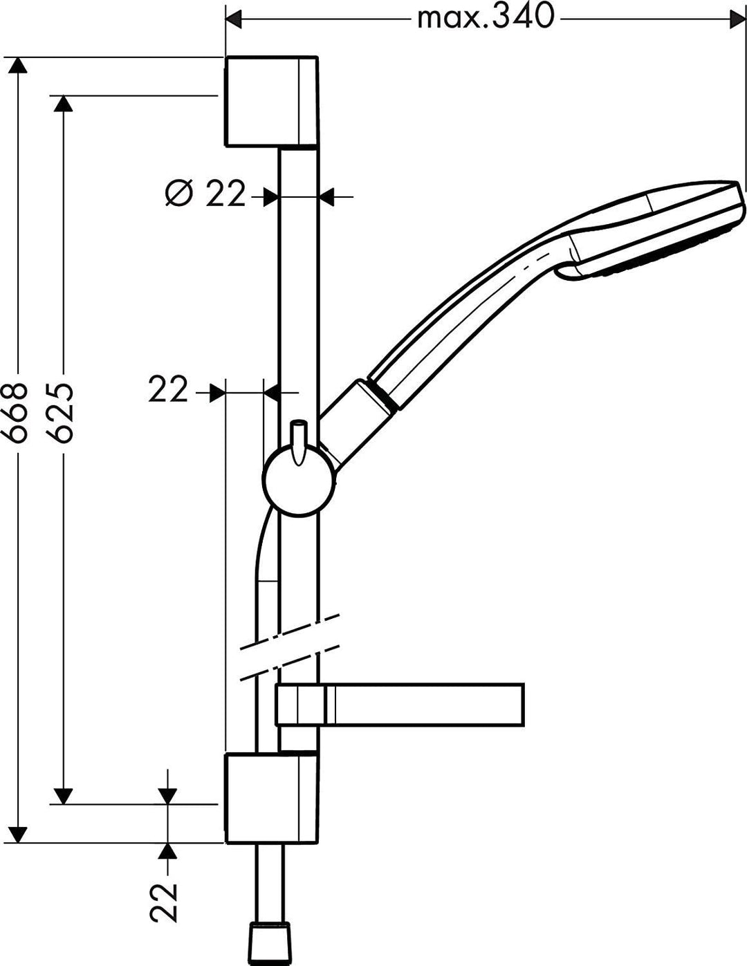hansgrohe Croma 100 Duschset 0,65m, Chrom Chrom 0,65m Set 1 Strahlart, Chrom 0,65m Set 1 Strahlart