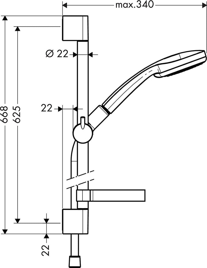 hansgrohe Croma 100 Duschset 0,65m, Chrom Chrom 0,65m Set 1 Strahlart, Chrom 0,65m Set 1 Strahlart