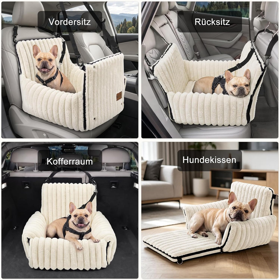 MIXJOY Hunde Autositz für kleine bis mittlere Hunde, Waschbarer Ansteckbare Leine verdickter Memory-