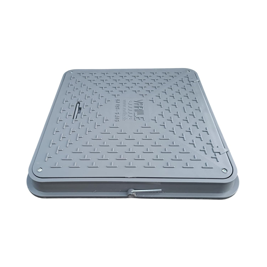 Varile 72cm quadratische Schachtabdeckung mit Griff - belastbar bis 1,5t (Grau), Grau