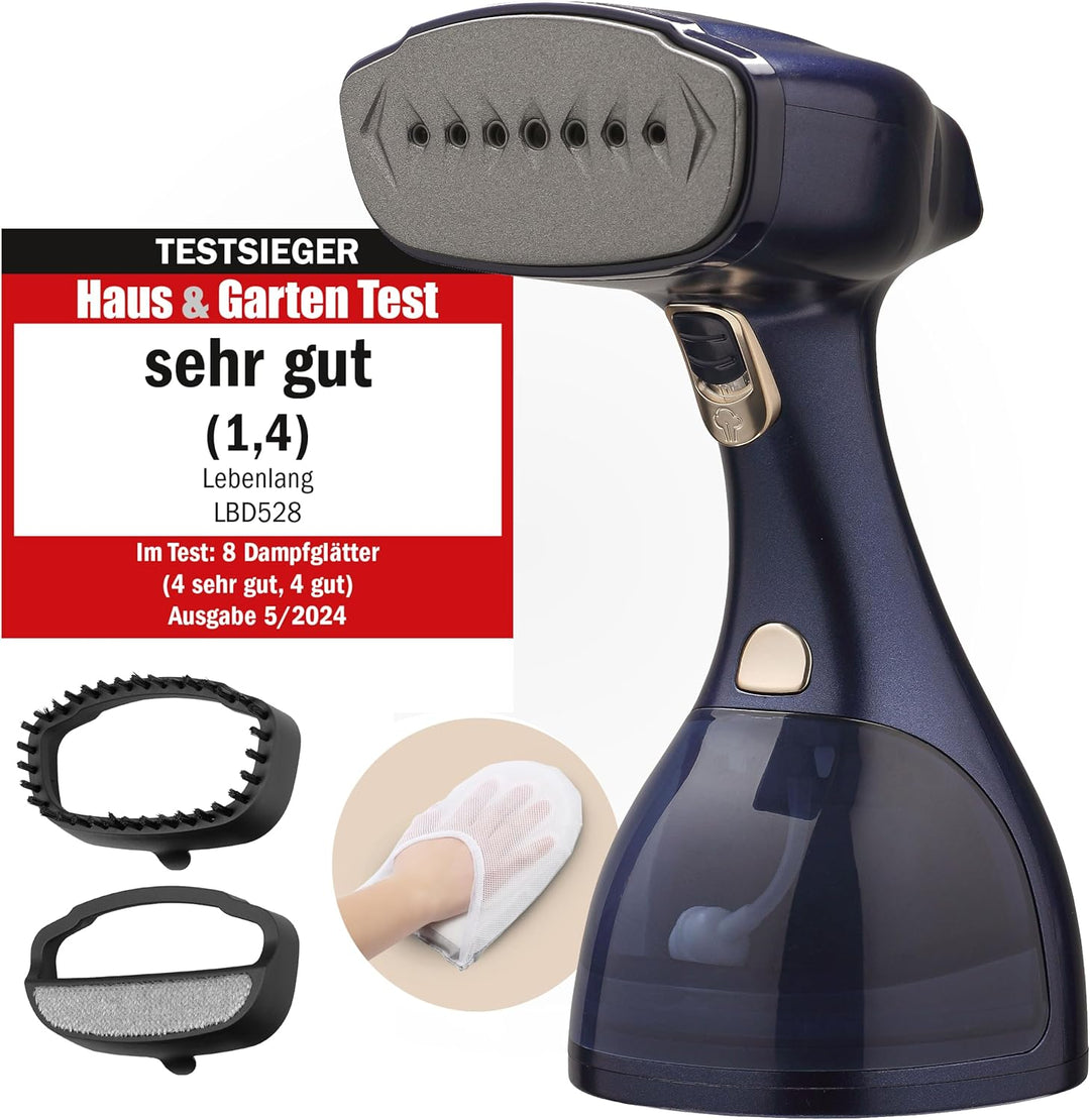 LEBENLANG Steamer Dampfglätter 1500W & 25g/min LCD - 300ml Dampfbürste mit Bügelhandschuh - Dampf Gl
