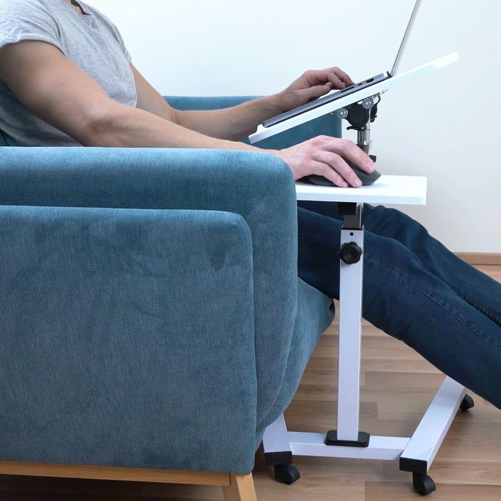 Tatkraft Like Laptop Ständer auf Rollen, Laptoptisch Höhenverstellbar Stehpult, Bett Beistelltisch W