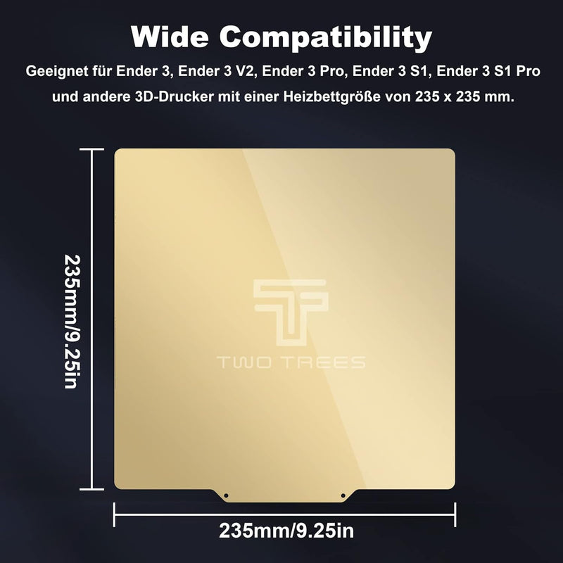 PEI Druckplatte 235x235mm Glattes PEI Bett PEI Platte für Ender 3 Ender 3 V2 S1 Ender 5 CR20 Genius