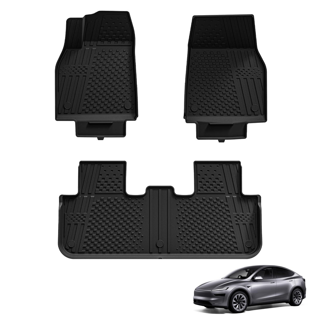 3W Fussmatten für Tesla Model Y Neu 2025 2026 Juniper, TPE Allwetter Massgeschneiderte Gummimatten f