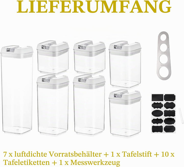 Vorratsdosen Aufbewahrungsbox Küche Vorratsbehälter Aufbewahrung: 7 Stück Luftdichte Pasta Behälter
