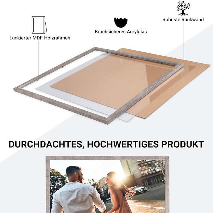 CABBEL Doppelpack (2er Set) Bilderrahmen 40x40 cm, Grau/Beton, stabiles MDF-Holz Rahmen, bruchsicher