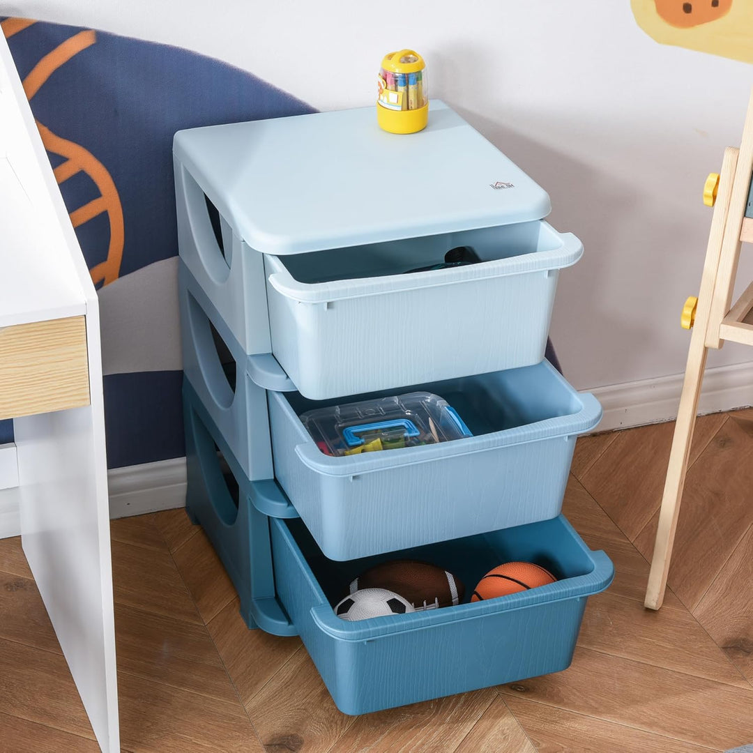 HOMCOM Schubladenschrank für Kinder mit Stauraum Aufbewahrungsboxen Spielzeug-Organizer Spielzeugkis