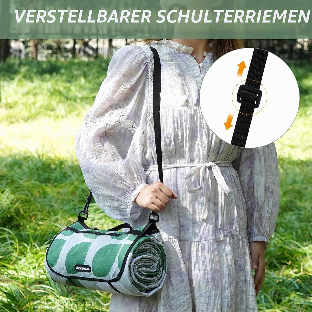 Picknickdecke, extra gross – wasserdicht, sanddicht, Schultergurt, maschinenwaschbar, Outdoor-Decke