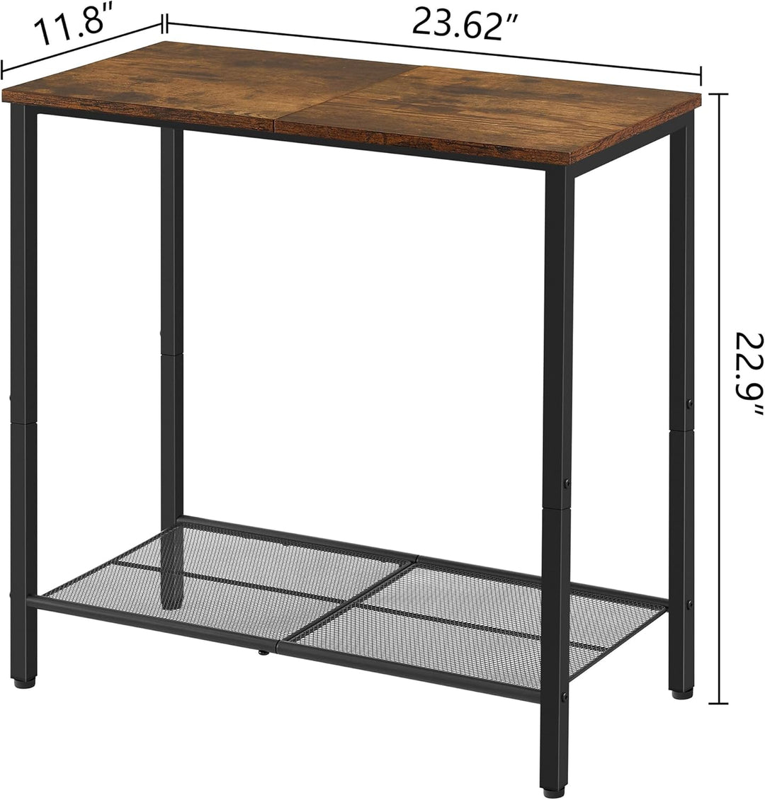 Hoctieon 2-stöckiger Beistelltisch, Sofa-Beistelltisch, schmaler Beistelltisch mit Stauraum, schlank