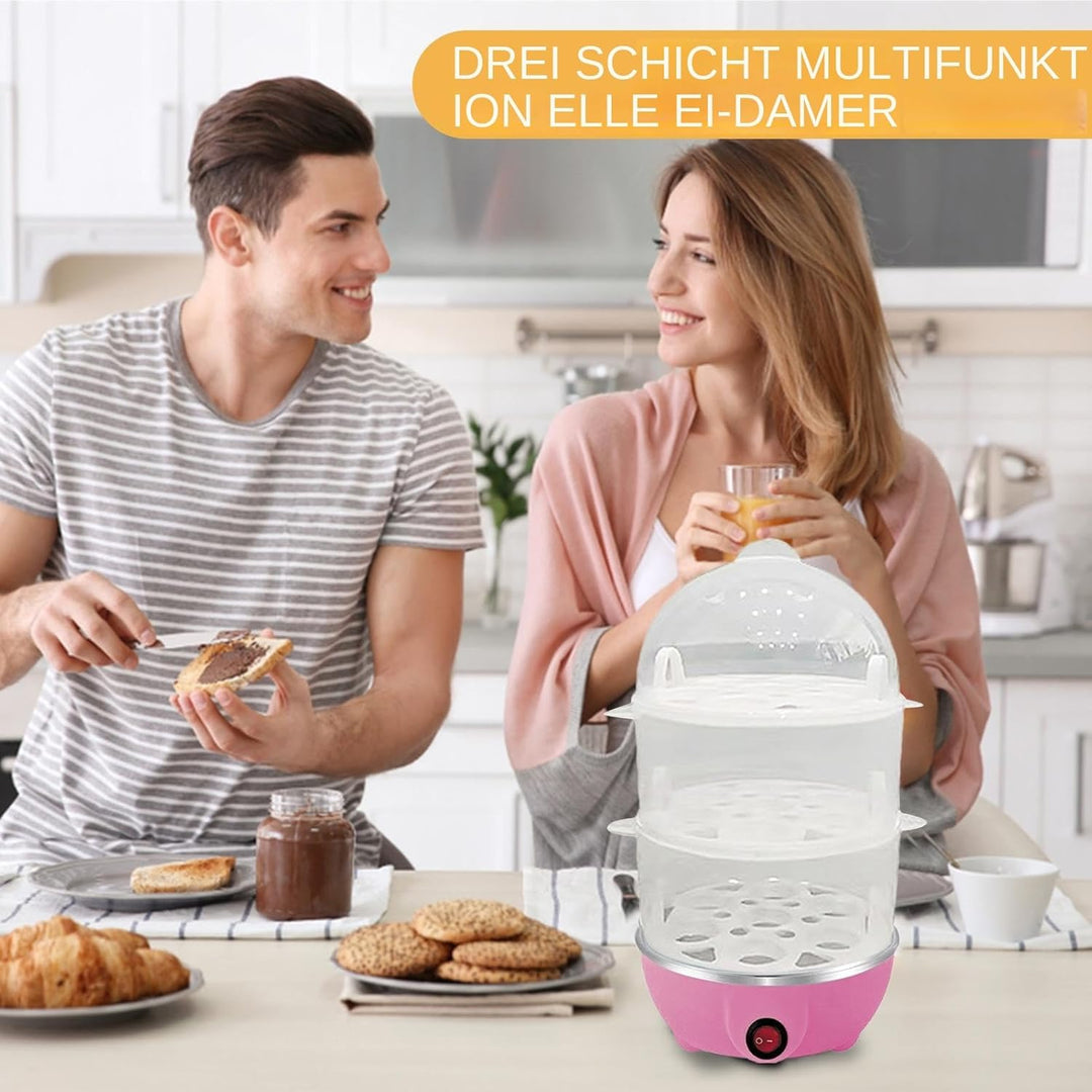 Doiyislem Schneller Eierkocher | Elektrisches Eierkocher Gerät Mit 3 Einsätzen,Zuverlässiges Kücheng