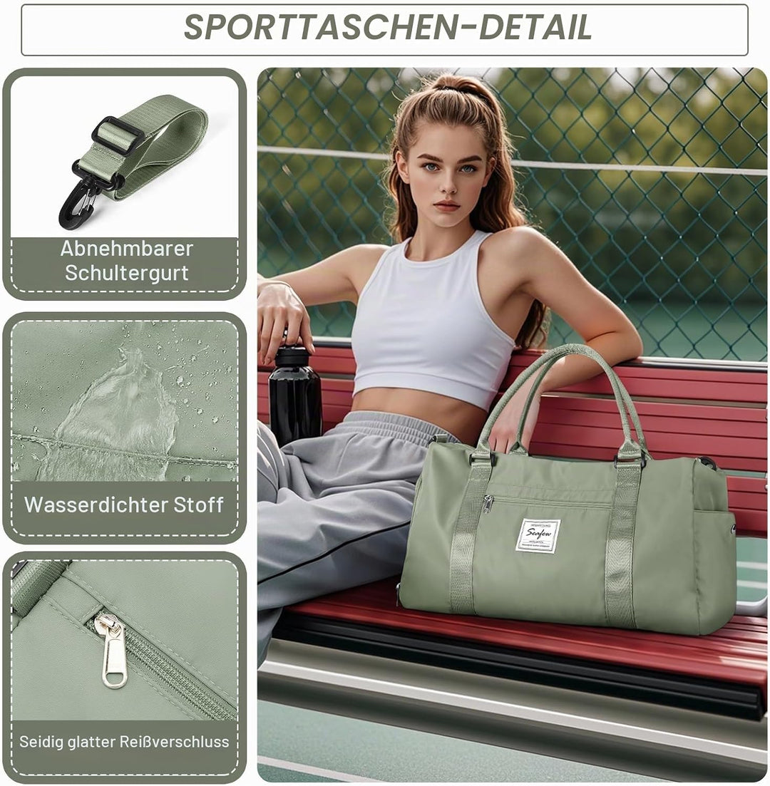 HYC00 Sport Duffel Bag Damen Handgepäck Sporttasche für Damen und Herren mit Nassfach &amp; Schuhfach, R